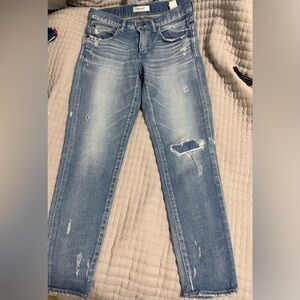 Moussy Light Blue Distressed Straight Leg Jeans